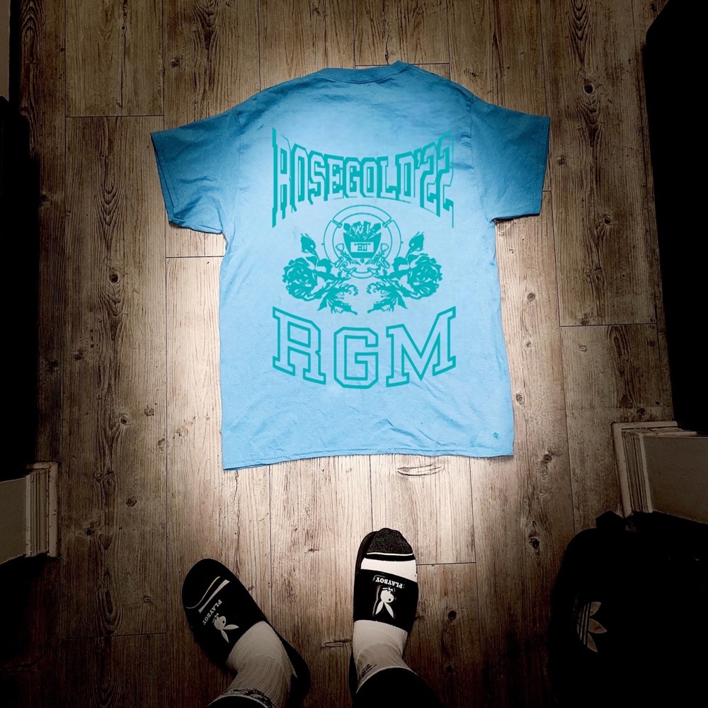 Vintage Streetwear sky blue university t shirt screen printed.